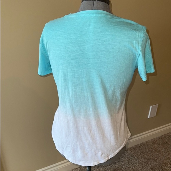 Jordache Women's Blue and White V-Neck Top t shirt - Picture 4 of 8